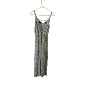 Angie Women's Soft green Floral Summer Bohemian Maxi Dress - Small